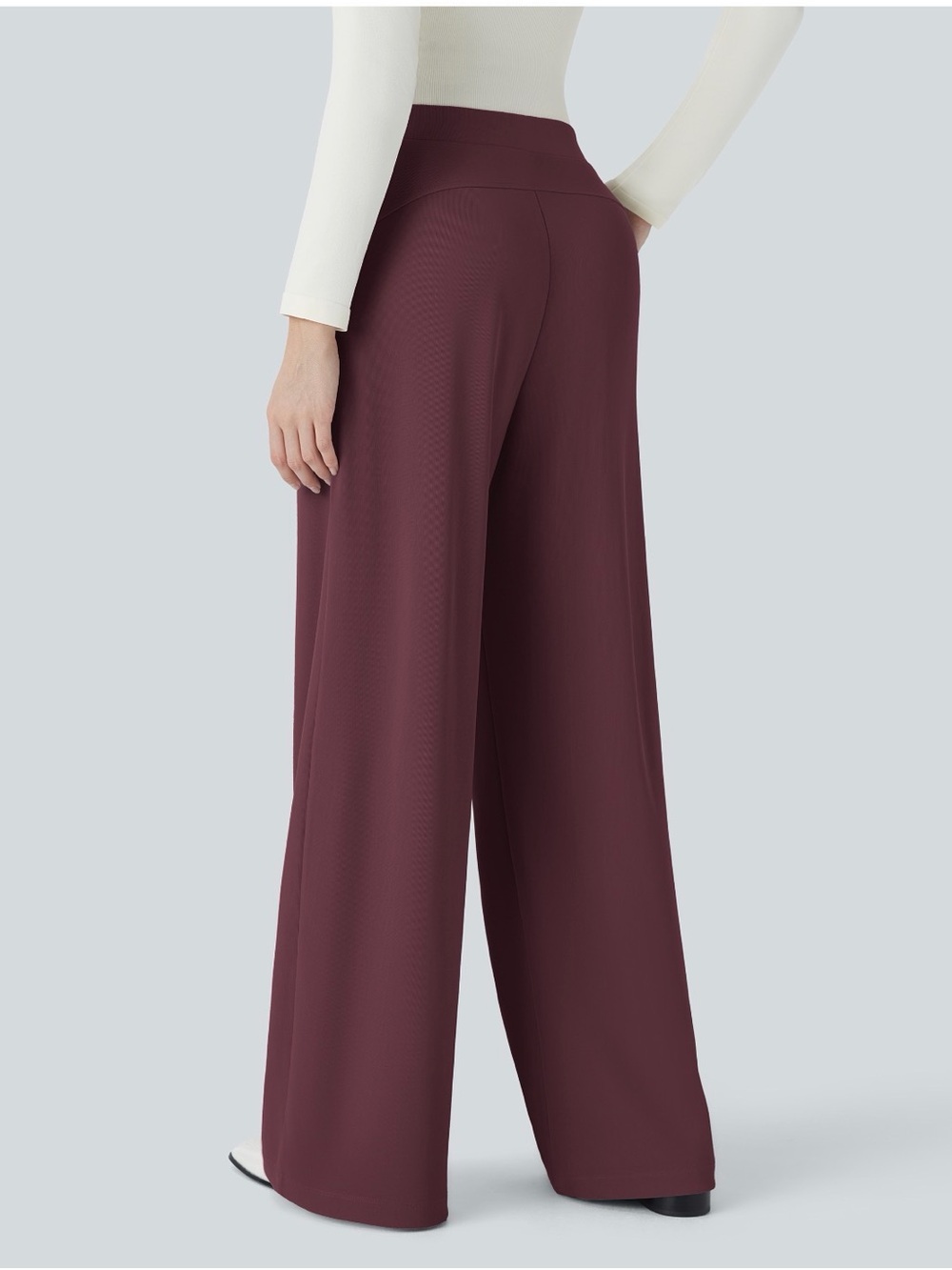 HALARA Burgundy Wide-Leg Pull-On Pants - Picture 3 of 4